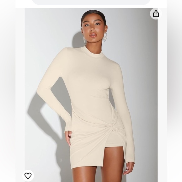 Verdusa Women's Small Backless Mock Neck Long Sleeve Bodycon Mini Dress - Picture 2 of 9